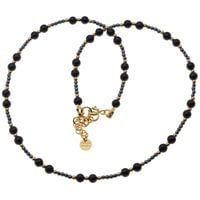 Naszyjnik regulowany - Turmalin czarny, Hematyt i srebro złocone