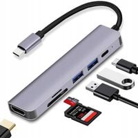 ADAPTER PRZEJŚCIÓWKA 6w1 HUB USB-C HDMI 4K SD do MACBOOK AIR PRO LAPTOPA PC