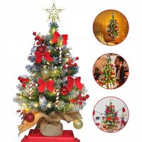 MAŁA CHOINKA NA STÓŁ Z LAMPKAMI I OZDOBAMI 60 CM DO DEKORACJI STOŁU