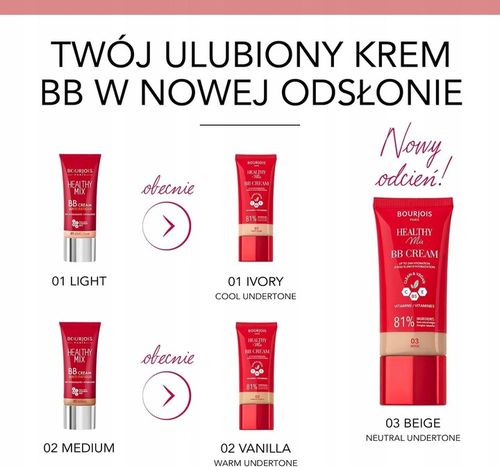 Bourjois Healthy Mix krem BB 002 Vanilla 30ml z kompleksem witamin C, E i B na Arena.pl