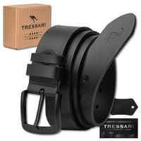 Pasek skórzany klasyczny czarny męski jeansów 100% skóra naturalna TRESSARI