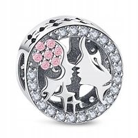 Zawieszka SREBRO 925 Charms Koralik Pocałunek Miłość Zakochani Ażurowy