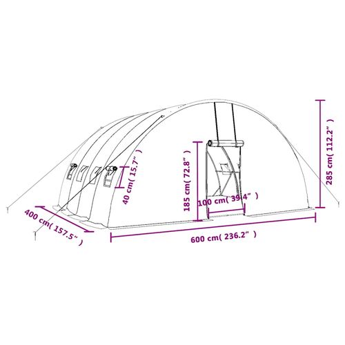 Szklarnia ze stalową ramą, zielona, 24 m², 6x4x2,85 m na Arena.pl
