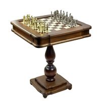 Stół Szachowy Italfama 58x58 | Figury Metalowe Napoleon 10cm Backgammon