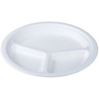 talerz z trzciny cukrowej okrągły trójdzielny 23 cm 50 szt.