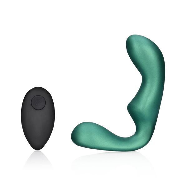 Pointed Vibrating Prostate Massager with Remote Control - Metallic Green zdjęcie 1