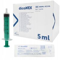 STRZYKAWKI INIEKCYJNE STERYLNE JEDNORAZOWE 3 częściowe LUER 5ml 100 sztuk