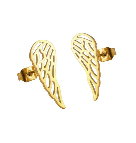 Kolczyki stal chirurgiczna pozłacane skrzydła zdjęcie 1