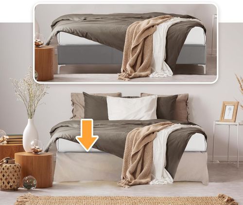 Pokrywa łóżka 160 x 200 beżowa Dahlica 4 spódnice 30cm europejska jakość na Arena.pl