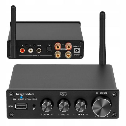 WZMACNIACZ Bluetooth A2DP stereo USB COAXIAL optyczne RCA 2x 100W antena na Arena.pl