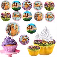 OPŁATEK na BABECZKI MUFFINKI zestaw na urodziny 12szt. - MUSTANG KONIE