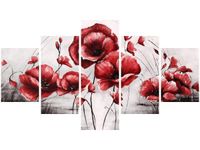 75CM 120 OBRAZ 5 ELEM CZERWONE MAKI ŚCIENNY DRUK