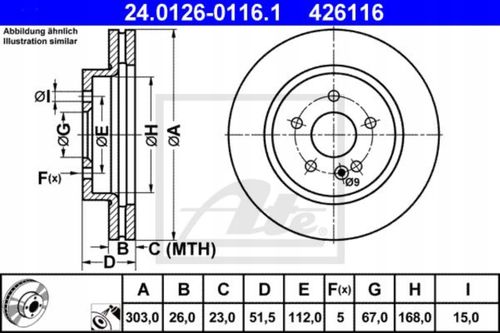 TARCZA HAM PRZOD 303X26 V ATE na Arena.pl