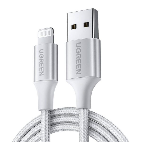 Kabel Lightning do USB UGREEN 2.4A US199, 2m (srebrny) zdjęcie 1