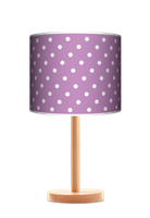 Lampa stołowa - drewniana duża - Lawendowe kropki