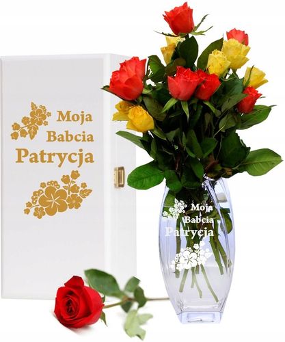 Wazon na kwiaty w pudełku z grawerem Prezent Dzień nauczyciela, na Arena.pl