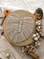 Liść boho | piórko makrama dekoracja na ścianę | kawa z mlekiem