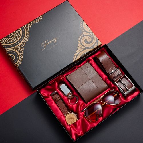 ZESTAW BOX PREZENTOWY MĘSKI PORTFEL PASEK ZEGAREK OKULARY PREZENT ŚWIĘTA na Arena.pl
