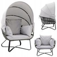 Fotel OGRODOWY ze składanym DASZKIEM bocianie gniazdo KOKON na BALKON ogród
