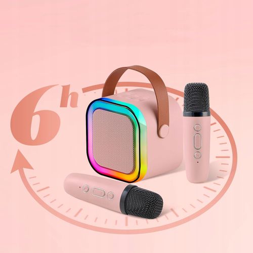 ZESTAW KARAOKE GŁOŚNIK BEZPRZEWODOWY DWA MIKROFONY BT KOLORY PRZENOŚNY RGB na Arena.pl