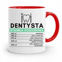 Kubek Czerwony Prezent Dentysty Stawka Godzinowa Z Nadrukiem Ze Zdjęciem