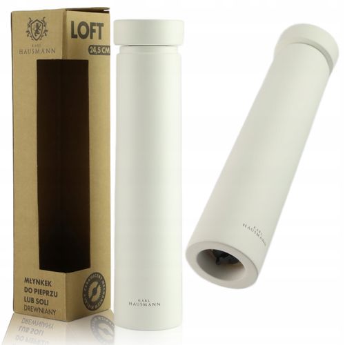 RĘCZNY MŁYNEK DO MIELENIA SOLI PIEPRZU PRZYPRAW BIAŁY DREWNIANY 24,5 CM na Arena.pl