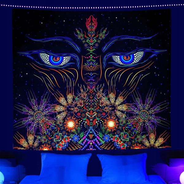 Dekoracja ŚCIENNA UV OBRAZ Fluorescencyjny ODBLASK 150x150cm Oczy zdjęcie 2