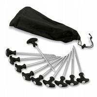 Mocne ŚLEDZIE DO NAMIOTU STALOWE szpilki namiotowe 31cm 10szt Z POKROWCEM