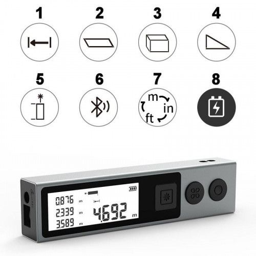 DALMIERZ LASEROWY 30M Z BLUETOOTH I POMIAREM PITAGORASA USB-C na Arena.pl