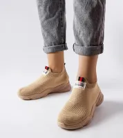 Ciemnobeżowe wsuwane buty sportowe damskie Greco 37