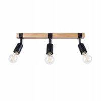 Spot sufitowy industrialny ZUCA 3xE27 15W czarny/drewno Sollux Lighting