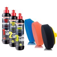 pasty polerskie do lakieru pady abw 1100 2500 3500 + fibra 3x250ml menzerna