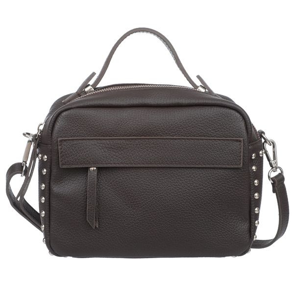 VERA PELLE torebka skórzana kuferek listonoszka z paskiem V167 c.brązowa zdjęcie 1