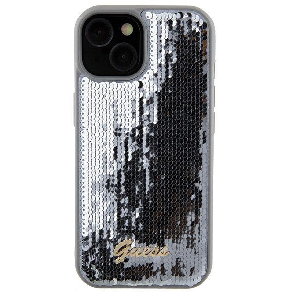 Guess GUHCP15SPSFDGSS iPhone 15 6.1" srebrny/silver hardcase Sequin Script zdjęcie 3