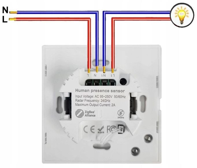 Sensor Czujnik Obecności 23GHz Ruchu Jasności Ścienny ZigBee TUYA Smart zdjęcie 5