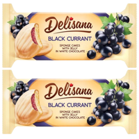 Delisana Ciastka o smaku czarnej porzeczki oblane białą czekoladą 135g x 2