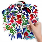 NAKLEJKI ETYKIETY NA ZESZYT NALEPKA Z POSTACIAMI PJMASKS WZORY 10SZT