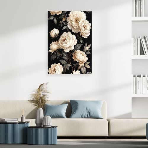 Obraz na płótnie, Białe róże na czarnym tle elegancka 40x60 na Arena.pl