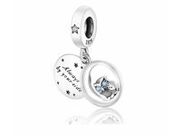 Rodowany srebrny wiszący charms do pandora księżyc sowa moon ovl srebro 925 NEW71