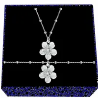 Niezapominajka kwiatek srebrny komplet biżuterii kulkowy srebro 925