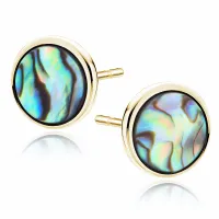 OKRĄGŁE POZŁACANE SREBRNE KOLCZYKI WKRĘTKI KÓŁKA ZIELONA MASA PERŁOWA