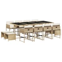 13-cz. zestaw mebli ogrodowych z poduszkami, beżowy, polirattan