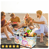 Kosz Termiczny Na Zakupy Piknikowy Duży 30 Litrów Kwiaty