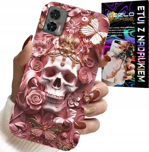 ETUI DO MOTOROLA EDGE 30 NEO - KOBIECE, MODNE WZORY, CZASZKA W RÓŻE na Arena.pl