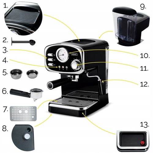 Ekspres do kawy Ciśnieniowy Kolbowy Yoer 1100W 20bar 10kaw +Spieniacz mleka na Arena.pl
