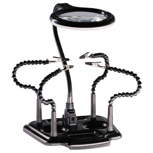 Uchwyt trzecia ręka z lupą podświetleniem LED montażowy ZD11M-2 na Arena.pl