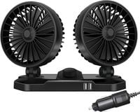 Wentylator samochodowy 12V podwójny obrotowy 360 na deskę 2 prędkości