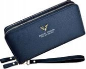 Portfel Duży Damski Dwukomorowy Podwójny Skóra