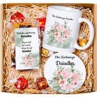 Prezent na dzień Dziadka ZESTAW Kubek z podkładką i Herbatkami