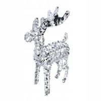 Duży świecący srebrny renifer 40 LED na baterie figurka świąteczna 41 cm